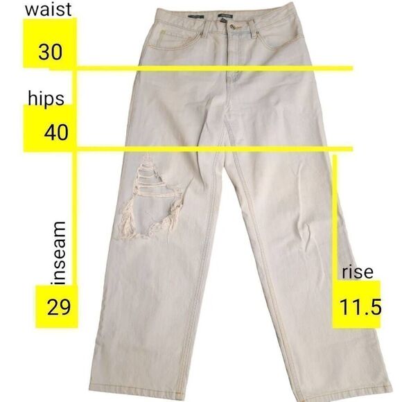 High Rise Dad Jean Recycled Cotton Lightest Wash Ripped Blue Jeans Designer - Picture 5 of 11